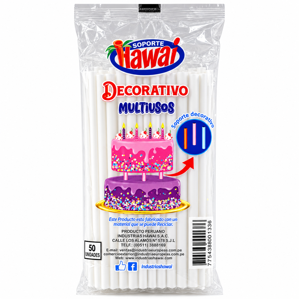 Sorbeton Decorativo Hawai Plastico Colores Paquete x 50 un.