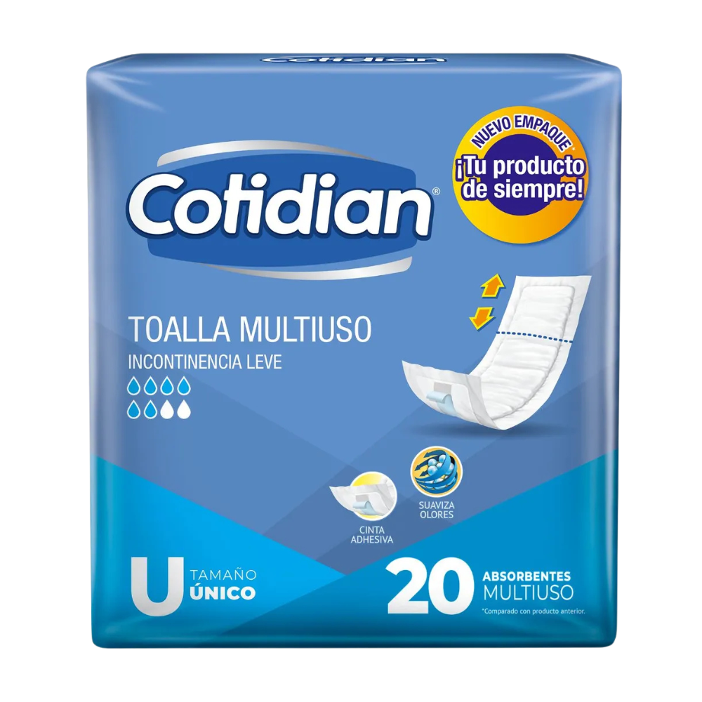 Toalla Cotidian Multiusos Unisex Tamaño Unico Paquete 20 Und