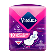 Toallas Higiénicas Buenas Noches Nosotras Invisible Rapisec Paquete 10un