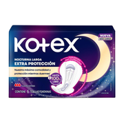 Toallas Higiénicas Kotex Nocturna Larga Extra Protección Paquete 6un