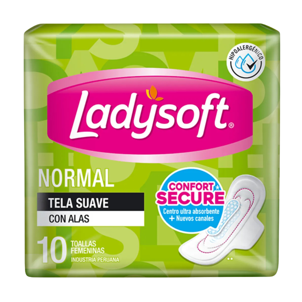 Toallas Higiénicas Ladysoft Normal con Alas Paquete 10Un