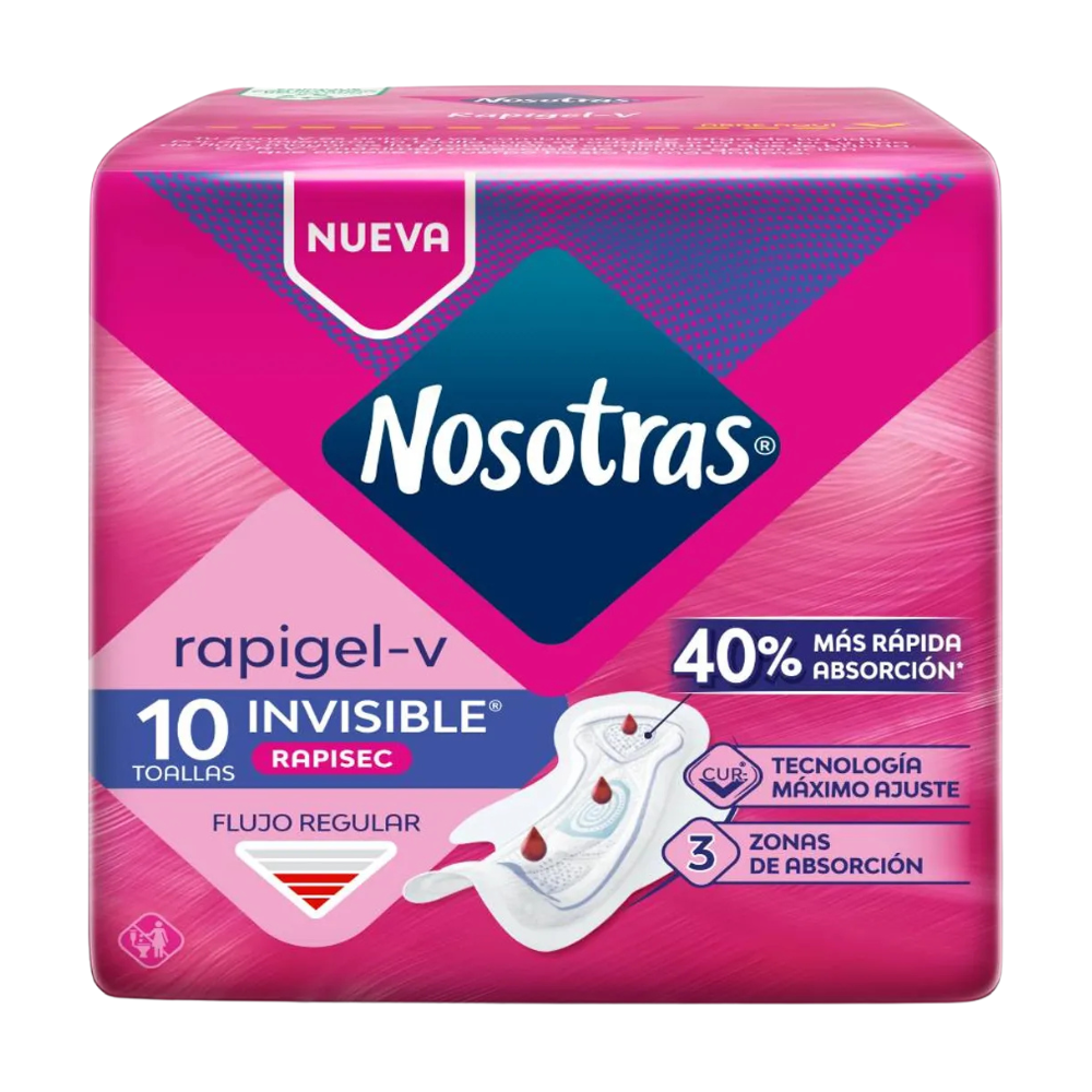 Toallas Higiénicas Nosotras Invisible Rapigel Paquete 10un