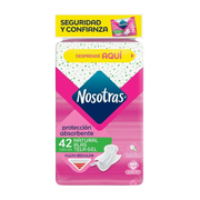 Toallas Higiénicas Nosotras Natural Alas Tela Gel Paquete 42un