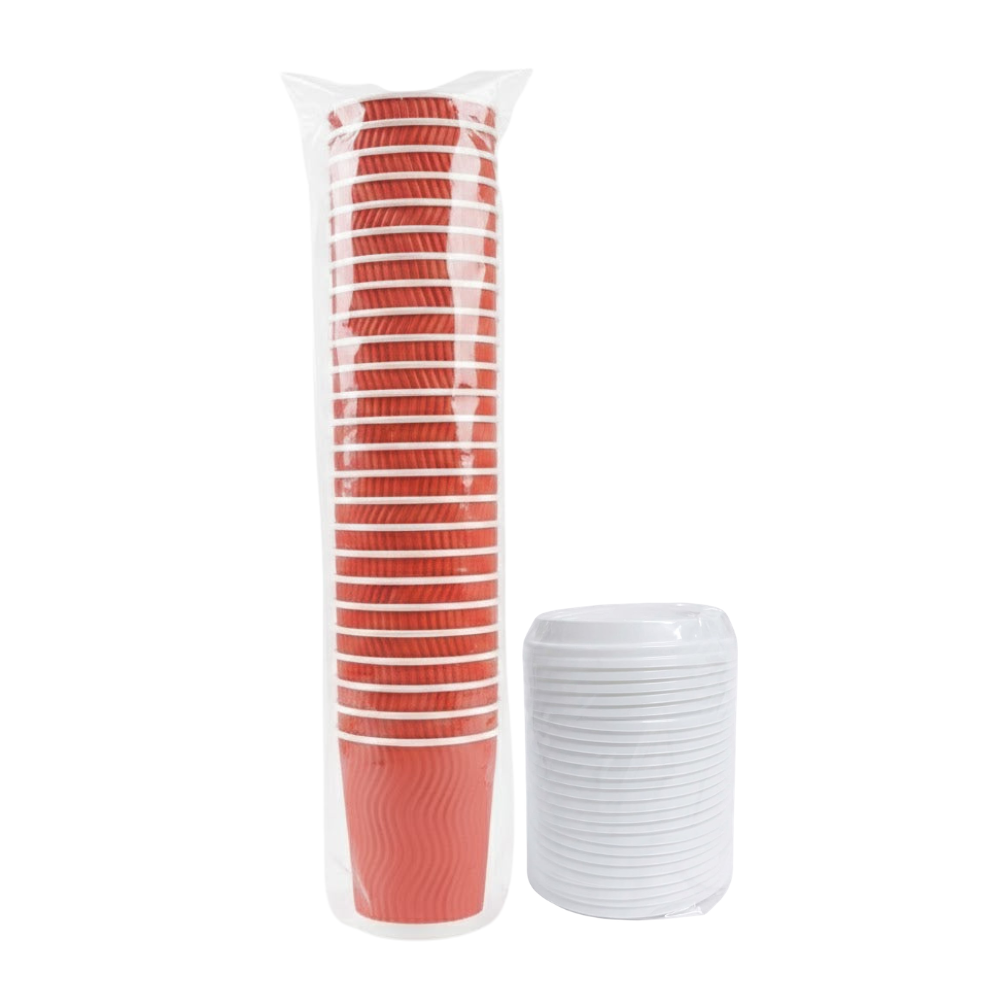 Vaso Corrugado Dasil 12 oz con Tapa Paquete x 25un.