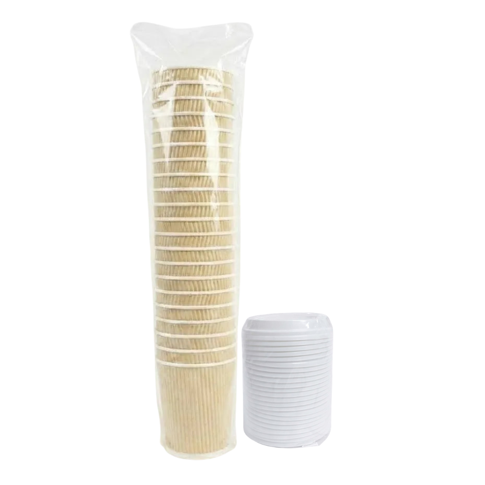 Vaso Corrugado Dasil 12 oz con Tapa Paquete x 25un.