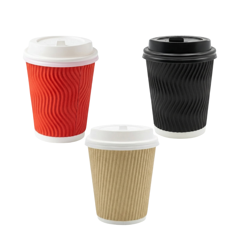 Vaso Corrugado Dasil 12 oz con Tapa Paquete x 25un.