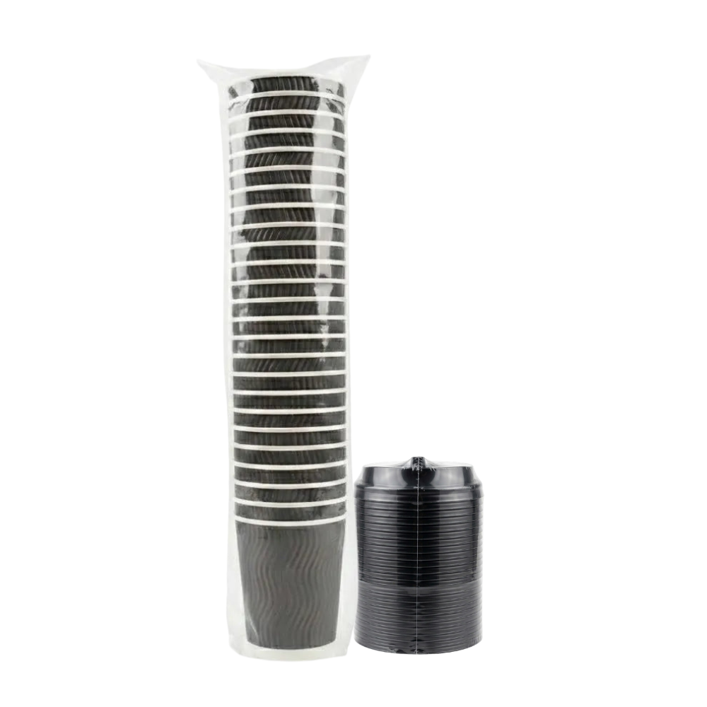 Vaso Corrugado Dasil 8 oz con Tapa Paquete x 25un.