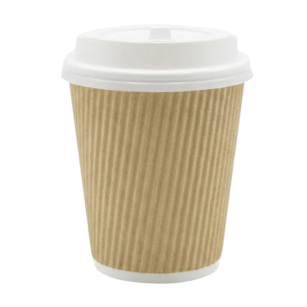 Vaso Corrugado Dasil 8 oz con Tapa Paquete x 25un.