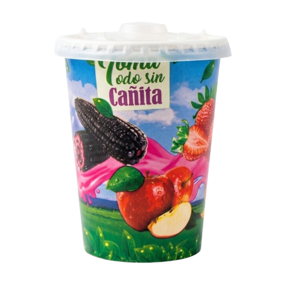 Vaso Fruta con Tapa Europea 12 oz sin Cañita Paquete 50un.
