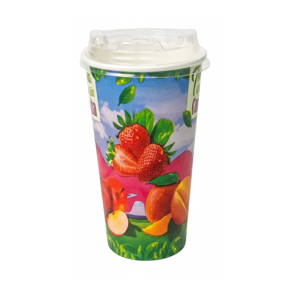 Vaso Fruta con Tapa Europea 21 oz sin Cañita Paquete 25un.