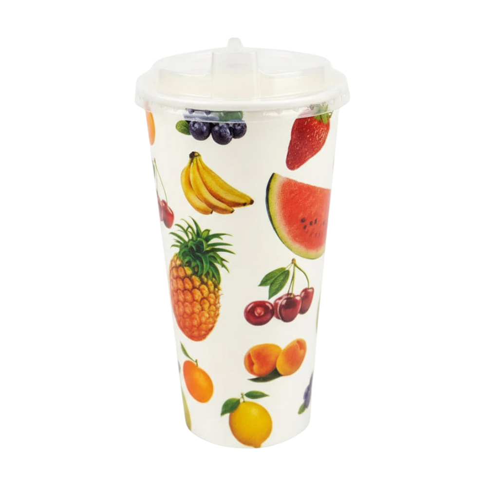 Vaso Fruta con Tapa Riacorp 21 oz Paquete 25un.