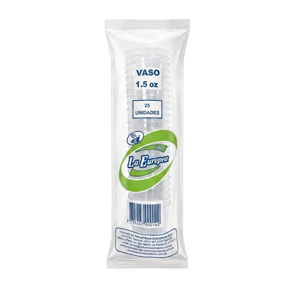Vaso La Europea Acrílico 1.5 oz Paquete 25un.