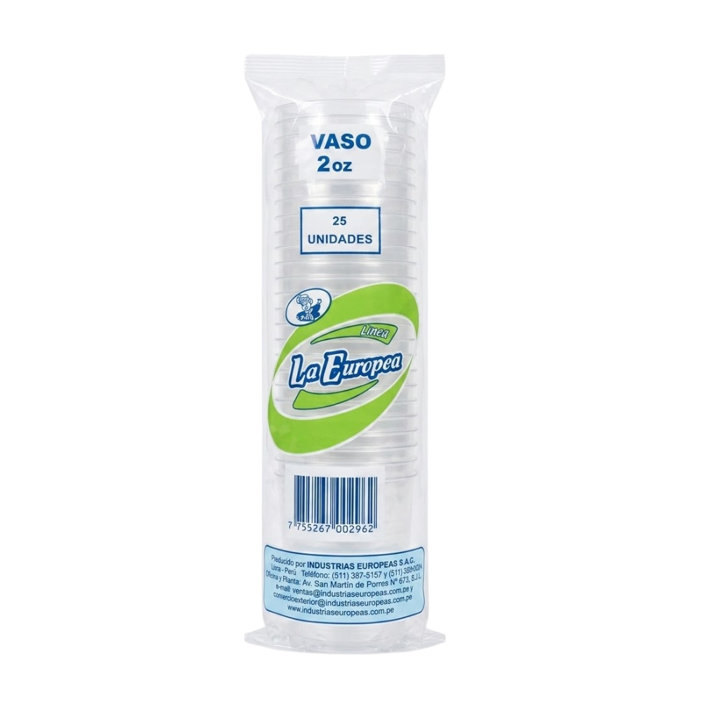 Vaso La Europea Acrílico 2 oz Paquete 25un.