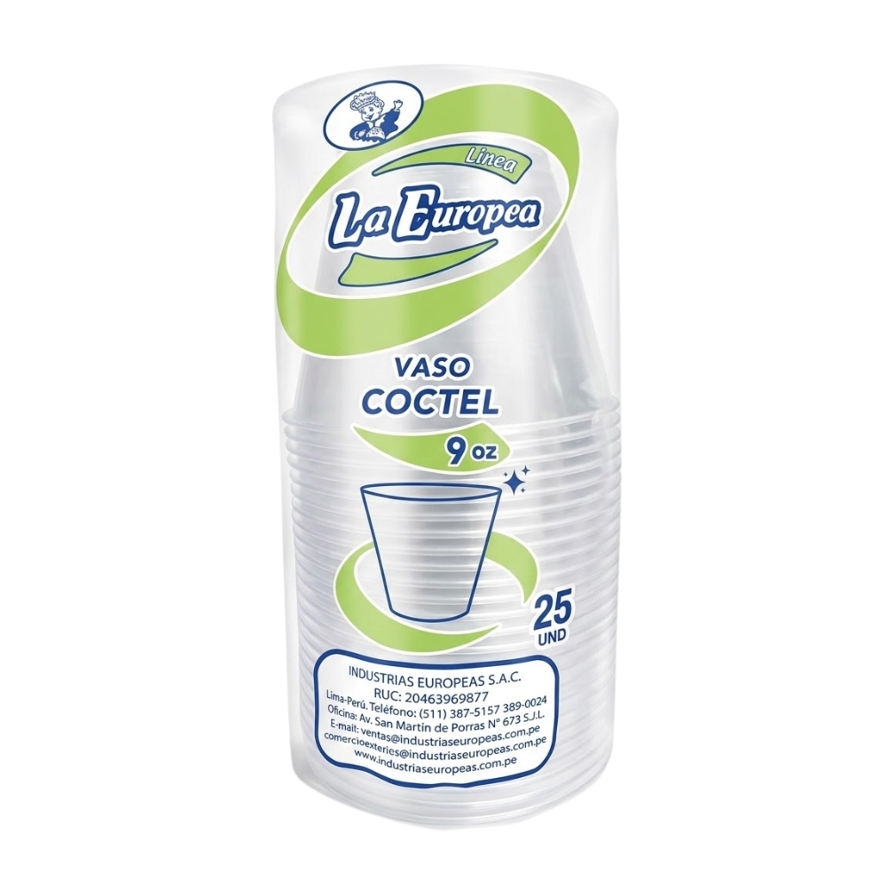 Vaso La Europea Acrílico 9 oz Paquete 25un.