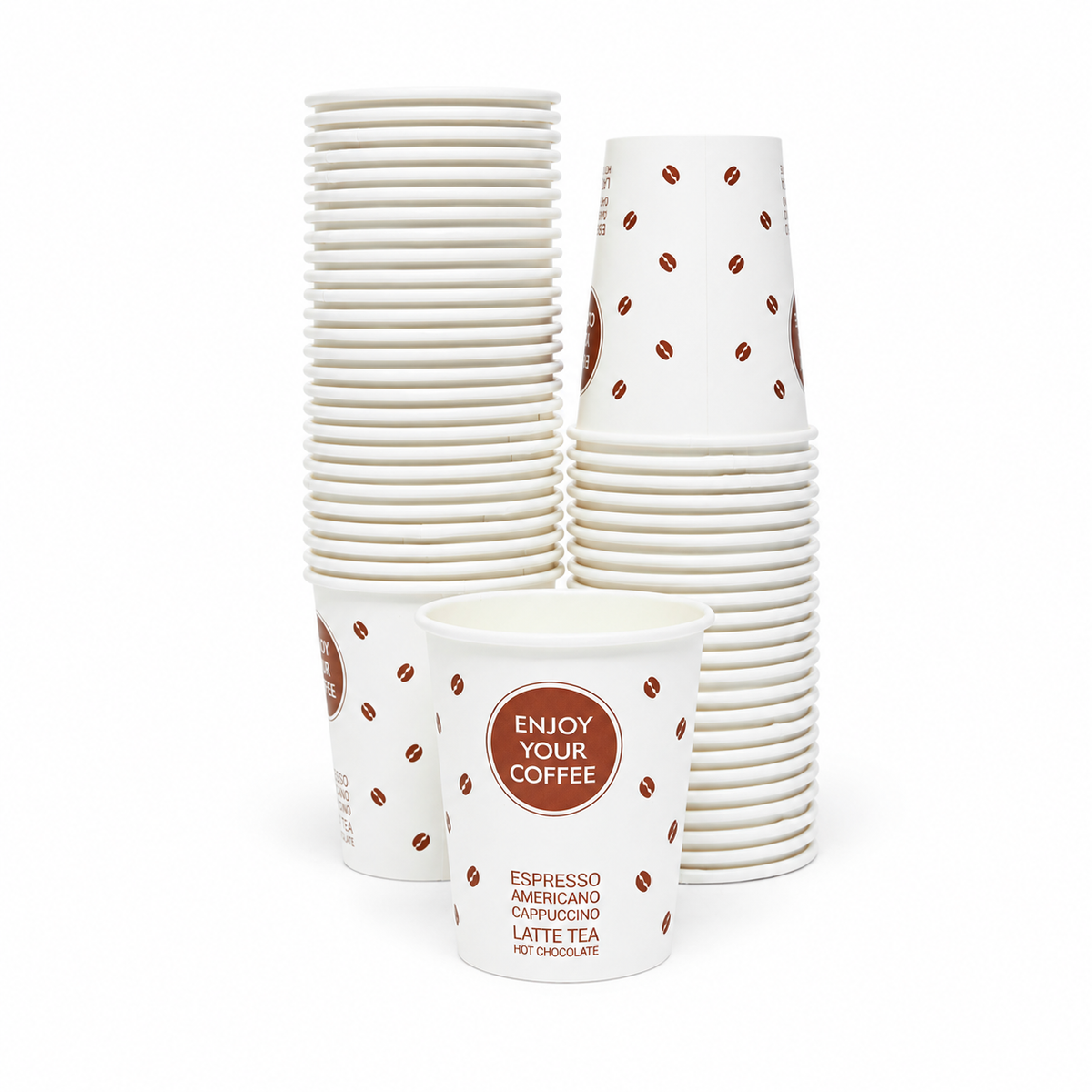 Vaso Polipapel Con diseño 8 oz Enjoy Your Coffee sin Tapa Paquete 50un.