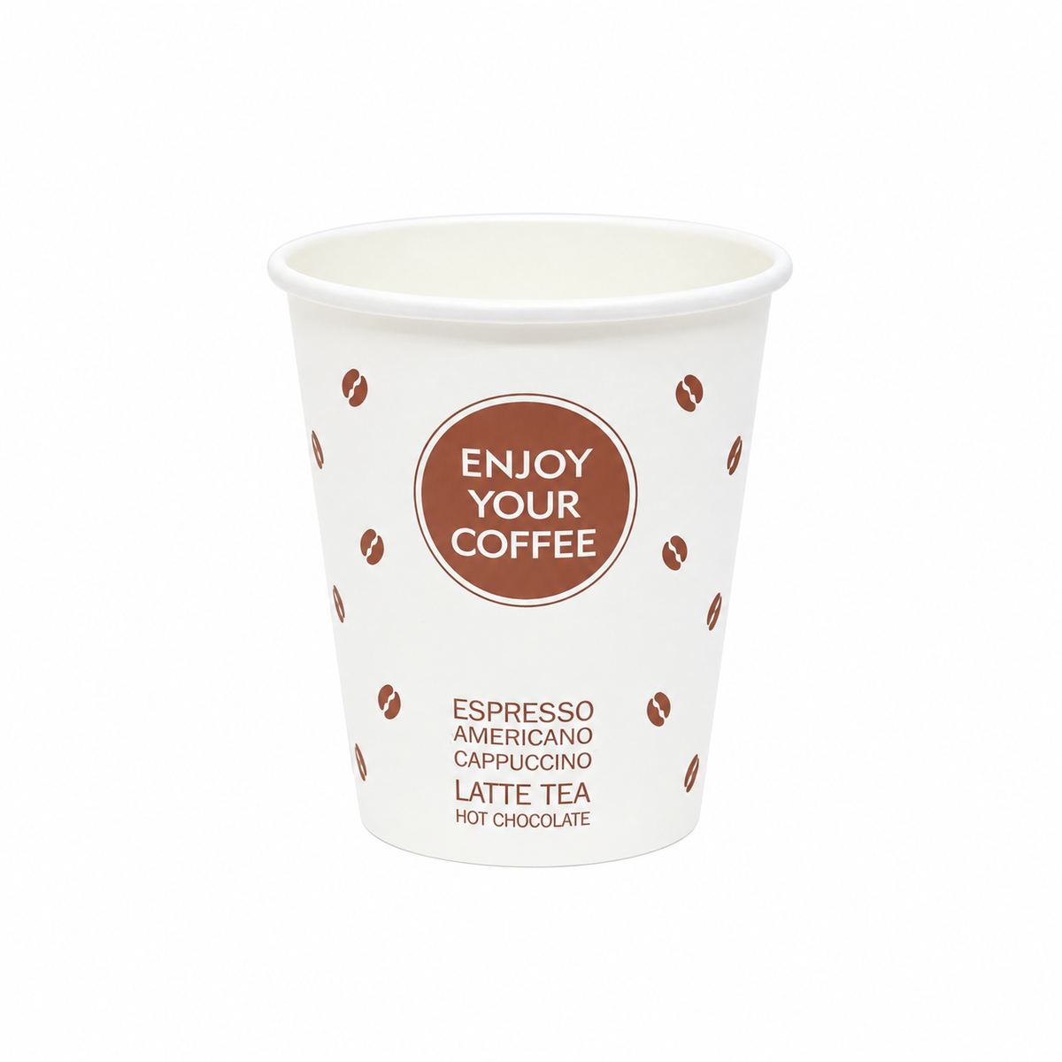 Vaso Polipapel Con diseño 8 oz Enjoy Your Coffee sin Tapa Paquete 50un.