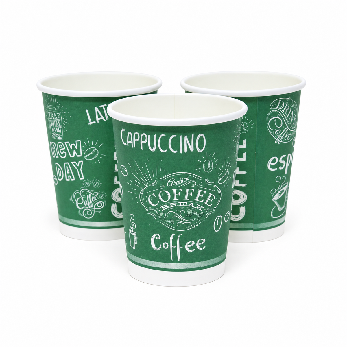Vaso de Polipapel para Café 8 oz Verde Coffee Break Tevian Paquete x 50 un.