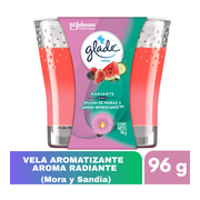 Vela Aromatizante Glade Aroma Radiante 2en1 Mora y Sandia 96gr