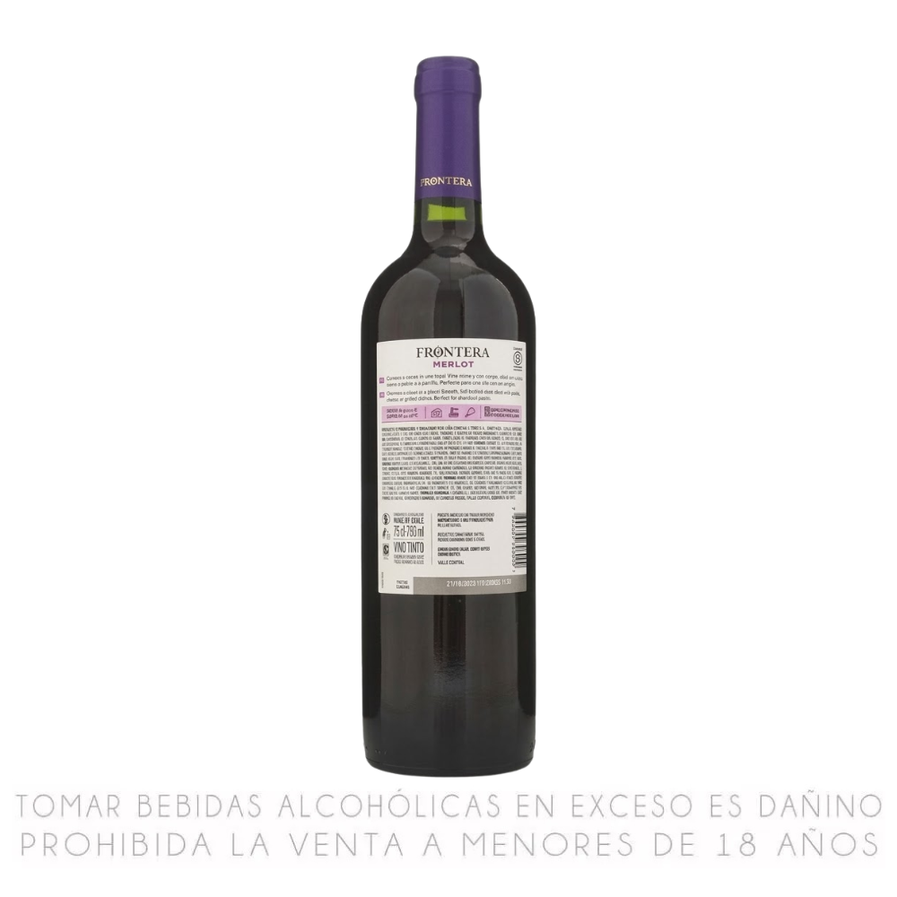 Vino Tinto Frontera Merlot Botella 750 ml