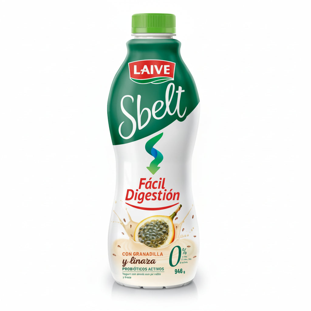 Yogurt Laive Sbelt con Granadilla y Linaza Fácil Digestión Botella 946gr
