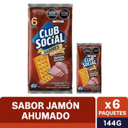 Galletas Club Social Jamon Ahumado Bolsa 6 Und  144g