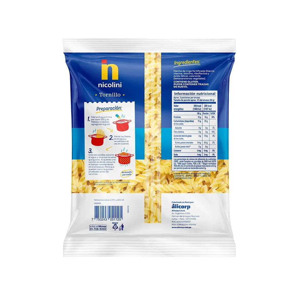 Fideos Nicolini Tornillo 250Gg