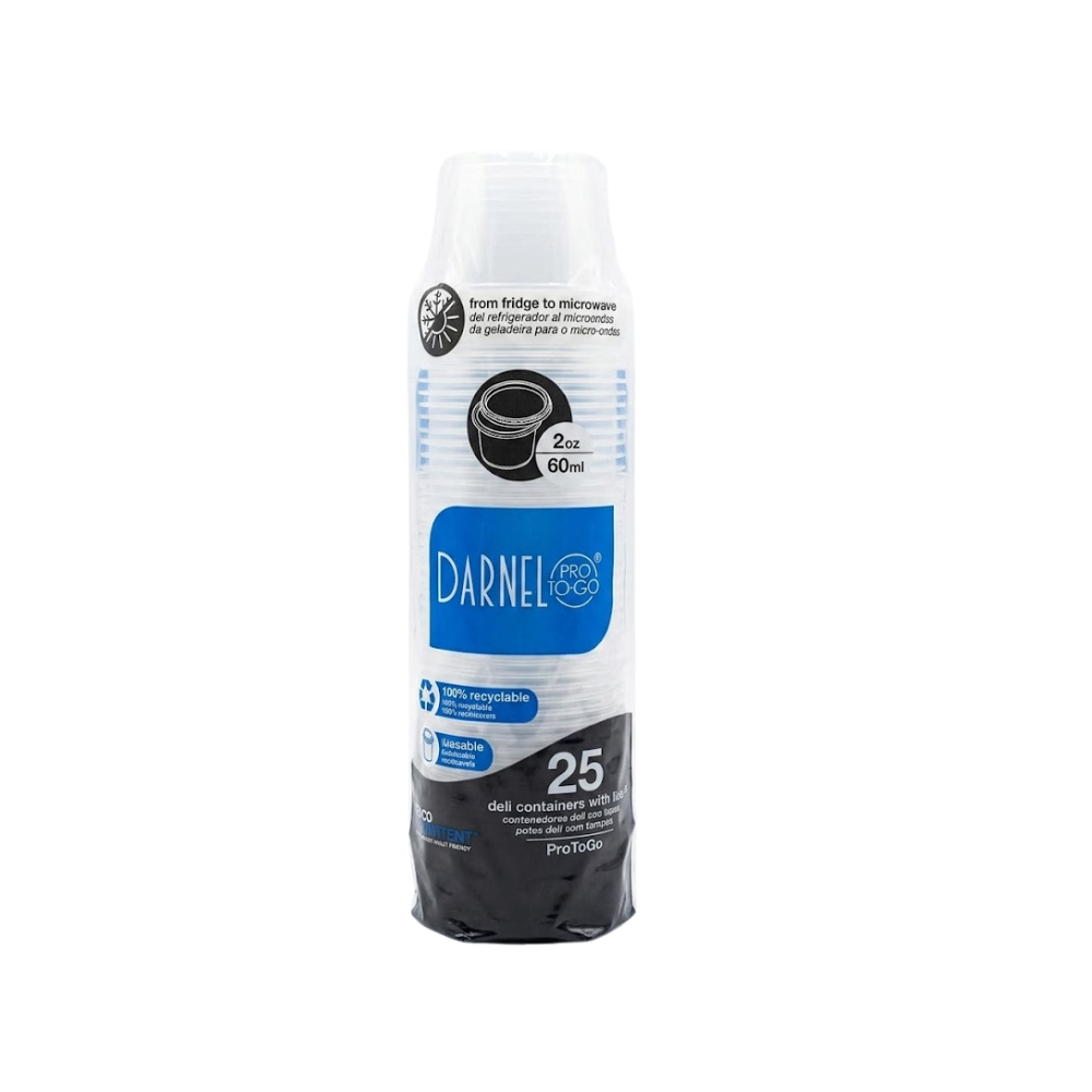 Envase Ajicero Transparente Descartable Darnel con Tapa 2 oz Paquete x 25un.
